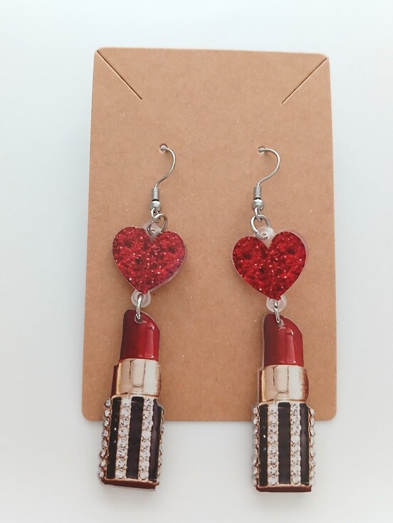 Fashion Jewelry Jewelry - Fashion Jewelry Red Heart & Lipstick Drop Earrings